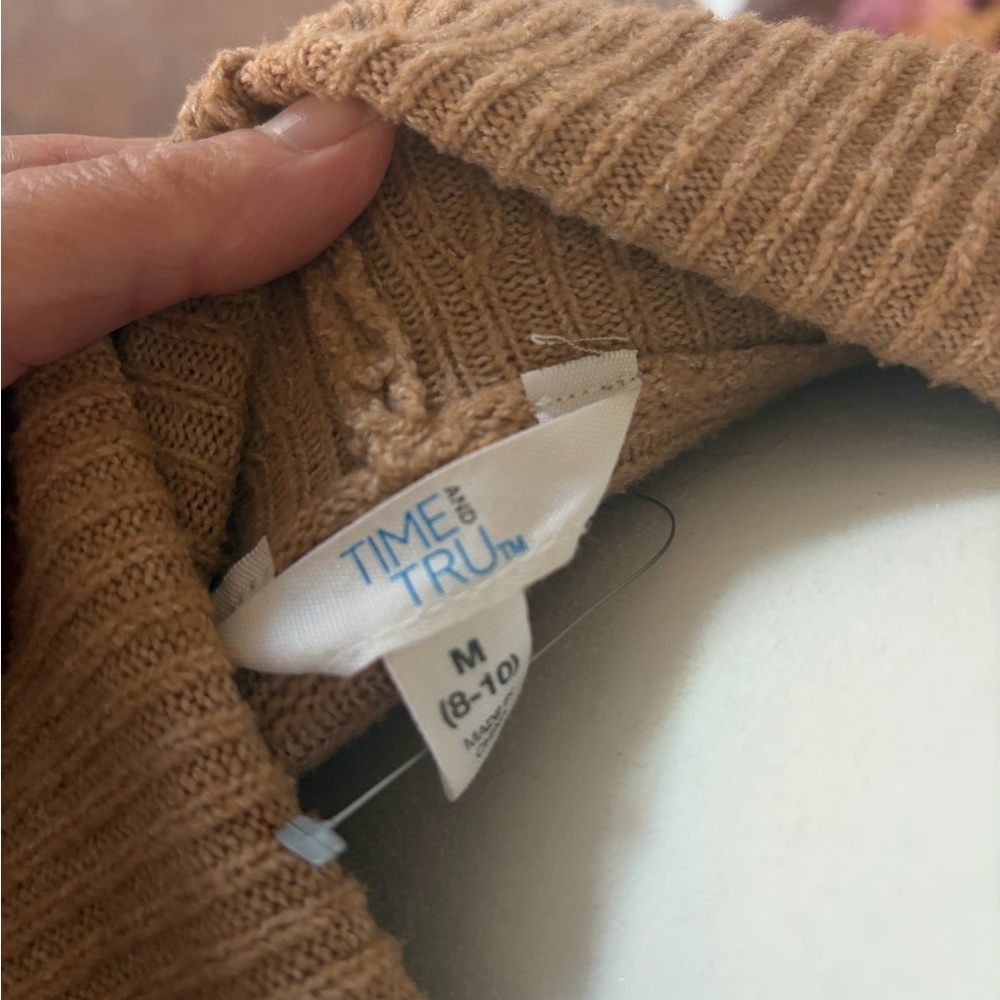 Time and Tru Women's Tan Long Sleeve Cowl Neck Sweater - Picture 8 of 9